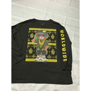 SOCWATEES Bear Graphic Print Long Sleeve Crew Neck T-Shirt - 4XL